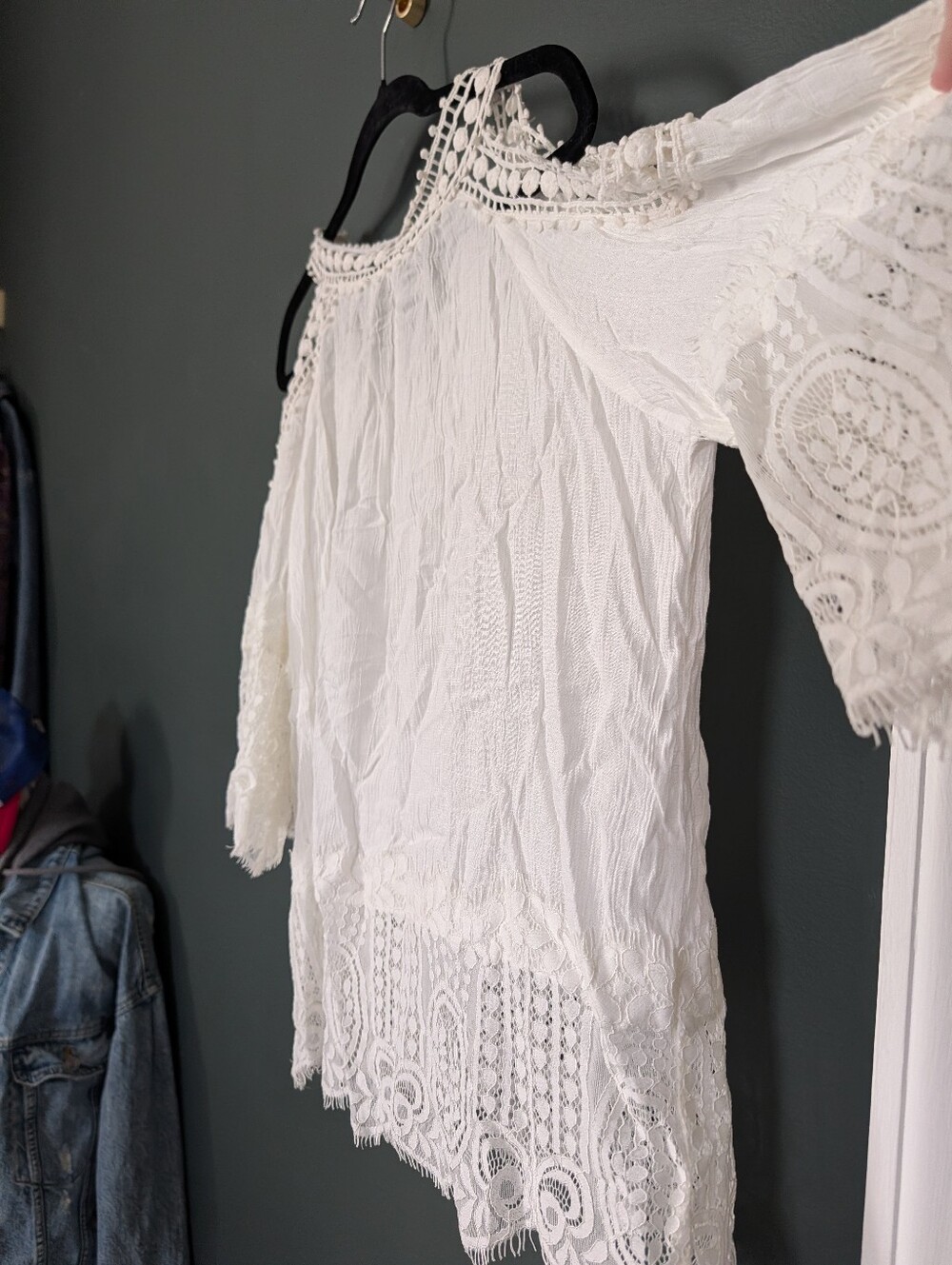 Olivers White Crochet Cold-Shoulder Boho Blouse 0064 - Picture 4 of 5